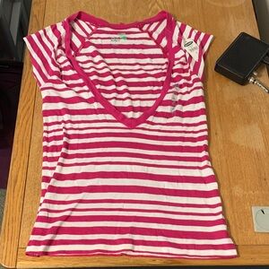 Old Navy Pink and White Striped Tee